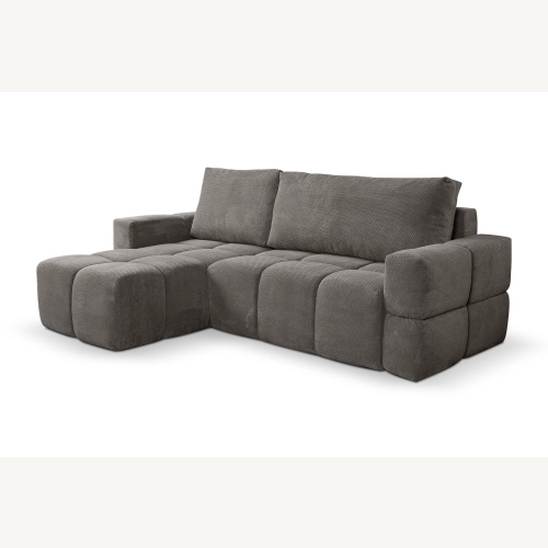 Fumo Komfortowa sofa narożna pikowana Tkanina Onega 22